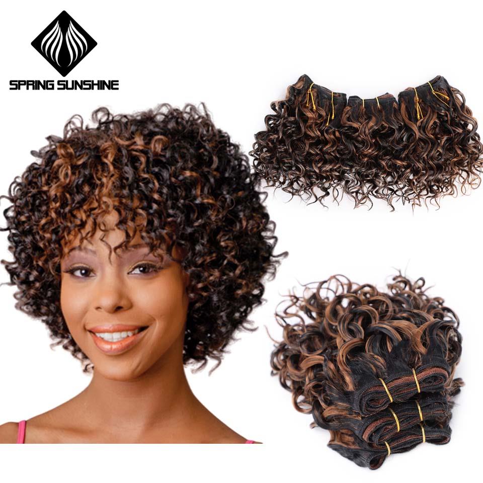 Spring sunshine Afro Kinky Curly Synthetic Weave Bouncy Jerry Curl Natural Short Hair Welf Bundles Black Hair Weaving 3Pcs/lot: M30