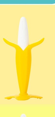 Sikkert babybider legetøj toddle bpa gratis banan bidering silikone tygge tandpleje tandbørste ammeperler til spædbørn: Q3