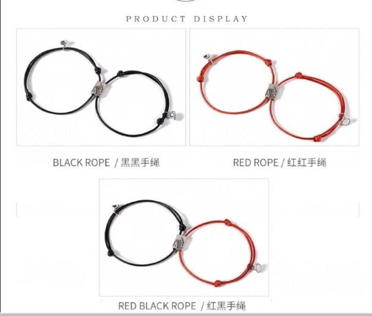 2 stuks paar armband vriendschap touw gevlochten afstand magnetisch aantrekken elkaar chinese idiomen polsketting sieraden minnaar