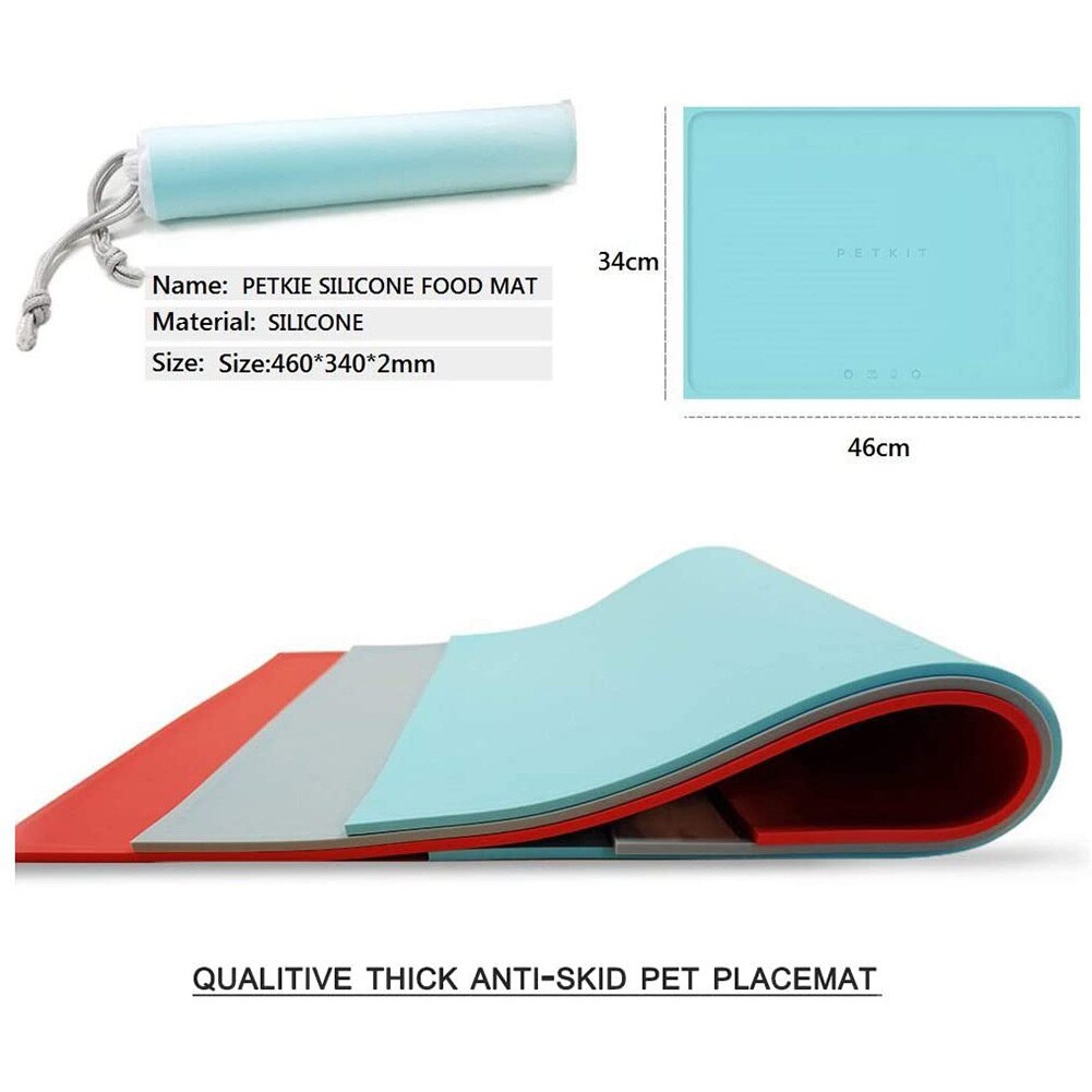 PETKIT Dog Cat Placemat Mat Silicone Waterproof Pet Food Mat,Non-Skid Spill Proof Pet Feeding Bowl Mat Easy to Clean For Puppy