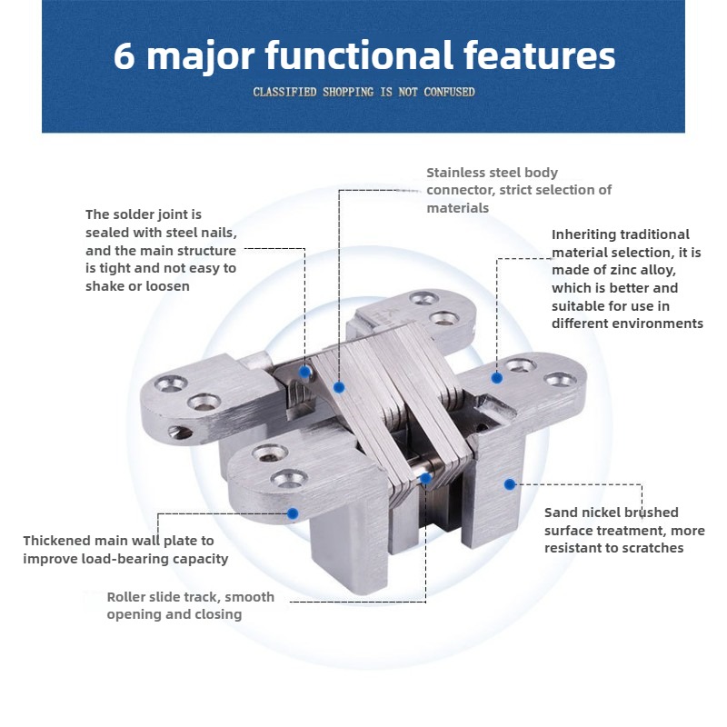 1/2PCS Hidden Gate Hinge Invisible Hinges Concealed Barrel Wooden Box 180 Degree Folding Heavy Duty Built-in Door Hinge