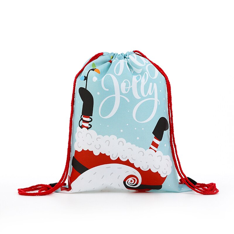 Rygsæk kvinder mini snøre jule rygsæk 3d tryk rejse softback tasker mænd mochila snøre taske piger: Gc -9