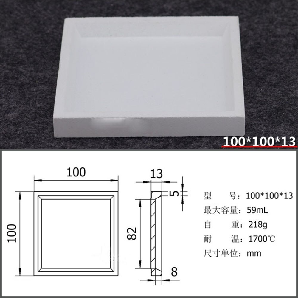 1 pc 59 ml Al2O3 crisol cuadrado alta resistencia a la temperatura alúmina crisol suministros de laboratorio