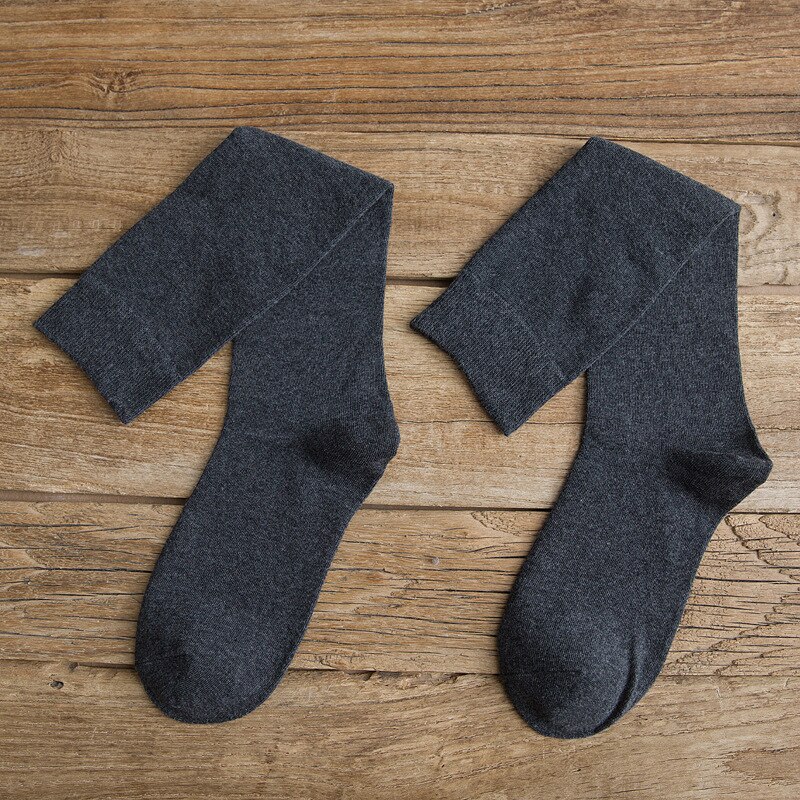 Koreaanse hoge kuitsokken dames effen kleur lange kniekousen japanse herfst winter warme kousen zachte ademende katoenen sokken: Donkergrijs