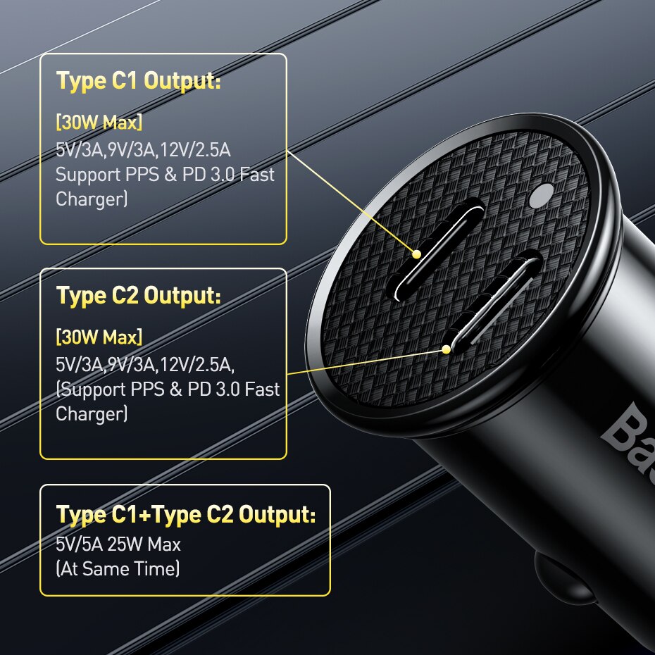 Baseus-cargador USB para coche, dispositivo de carga rápida de 30W, 4,0, 3,0, FCP, SCP, PD, para Xiaomi, iPhone 12, 13, 14 Pro: DE