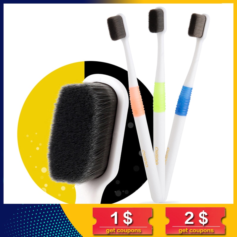 Super Dichte Haren Tandenborstel Ultrasoft Bamboe Houtskool Vezels Zacht Mondverzorging Voor Kids Zwangere Gevoelig Tandvlees Met Case