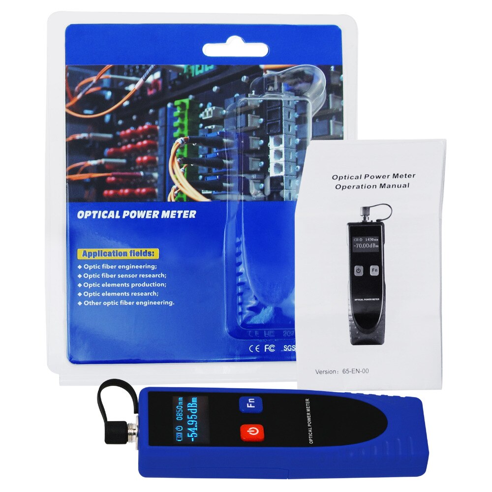 Digital Optical Power Meter Fiber Optic Cable Tester w/ FC Converter for FC/SC/ST 6 Optic Wave Length -70 - 6dBm Measuring Range