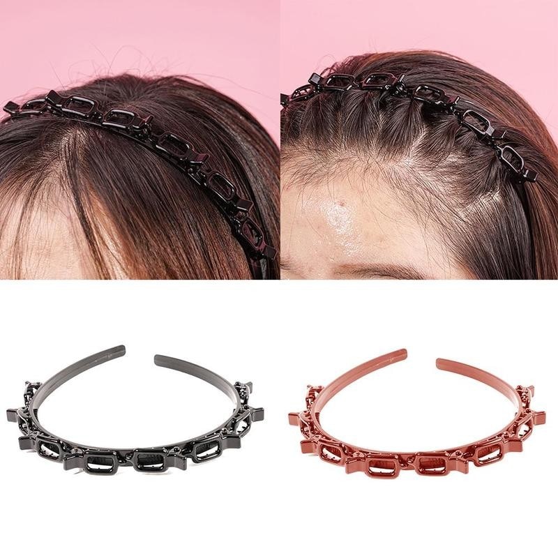 Banda para el pelo con doble flequillo para mujer, bandana de tejido calado con doble flequillo, horquilla para peinado, diadema para mujer, joyería de boda, 1 unidad