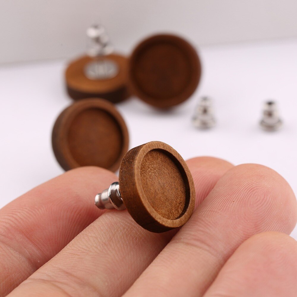 10Pairs Fit 12Mm Cabochon Hout Oorbel Basis Blanks Rvs Oorbellen Post Stud Bezel Instellen Diy Sieraden Maken levert