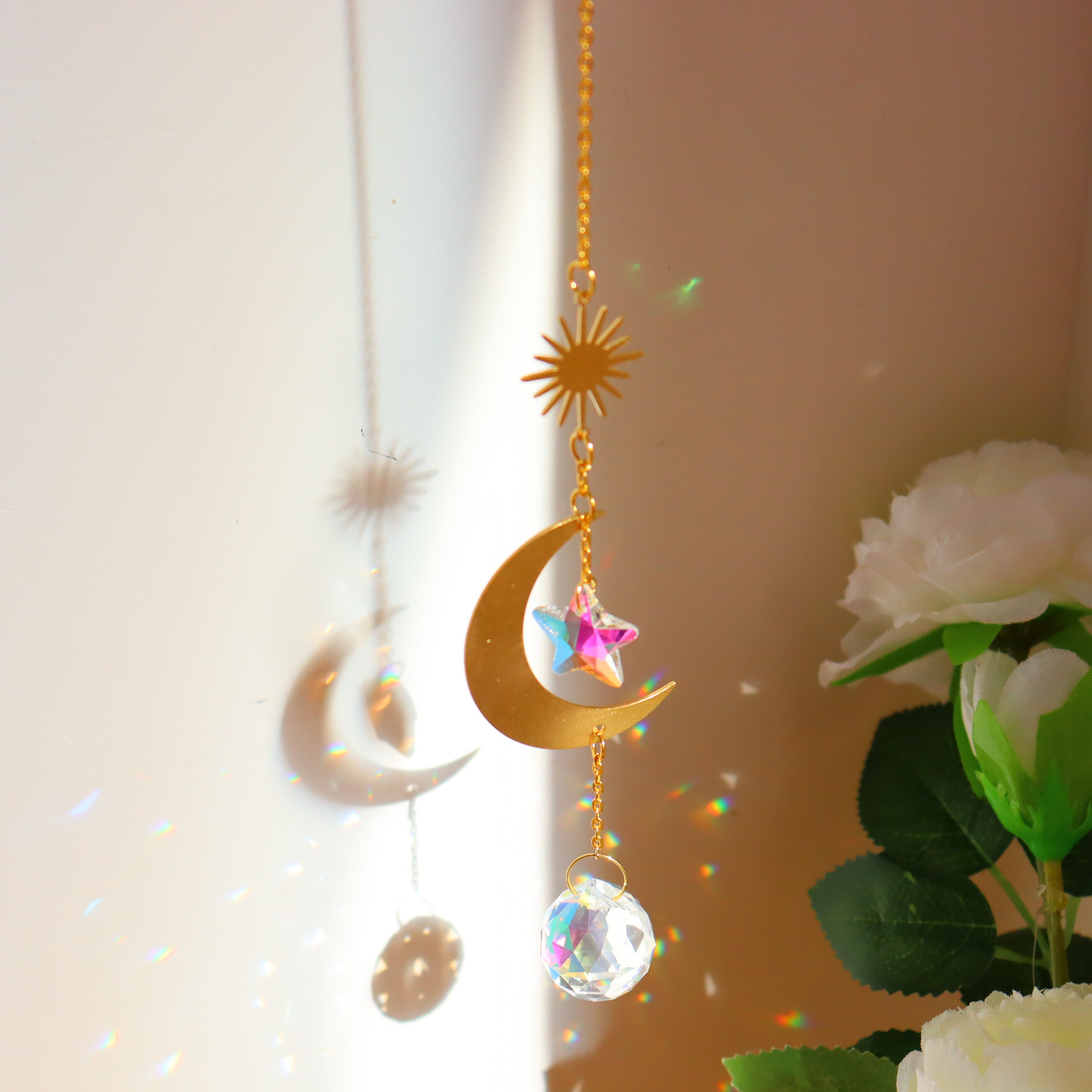 Crystal Suncatcher Regenboog Prisma Tuin Hanger Maan Eenhoorn Licht Chaser Opknoping Venster Home Decoratie Zomer: 40