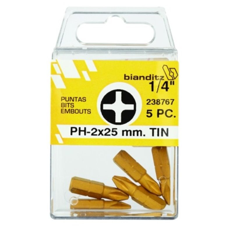 PUNTA ATORN PH2 1/4""-25MM TITANIO BIANDITZ