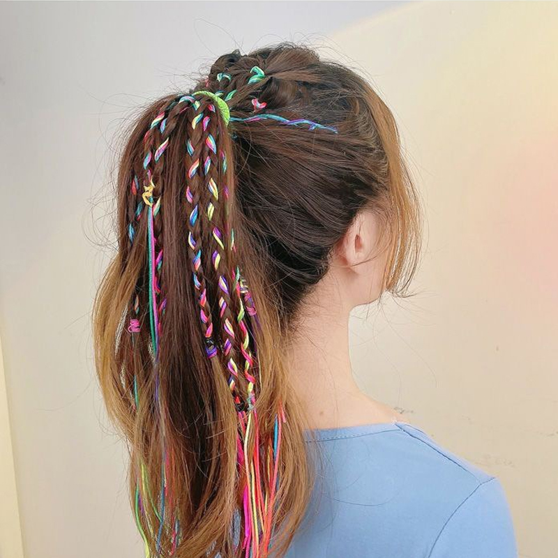 4-30 Uds 90CM gradiente colorido lazo de cuerda para el cabello mujeres sucio trenza cuerda para el cabello Hip Hop diadema niños cinta estilo trenzador