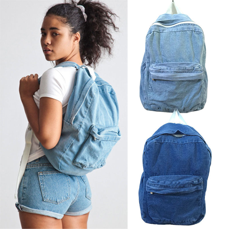 Jungen Mädchen unisex Jahrgang Gewaschen Denim Jean Schule Tasche Reise Passenden Rucksack