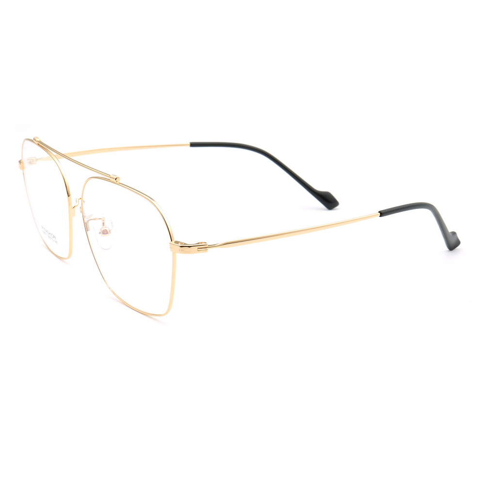 Los hombres de los años 80 óptica Retro de Metal marcos de gafas para hombres Plaza gafas Vintage gafas de prescripción de puente doble de oro