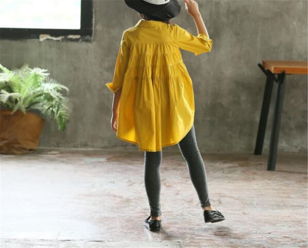 Chemise manches longues jaune et blanc | Vêtements de retour à l'école, chemise d'automne pour enfants, chemisier à col rabattu