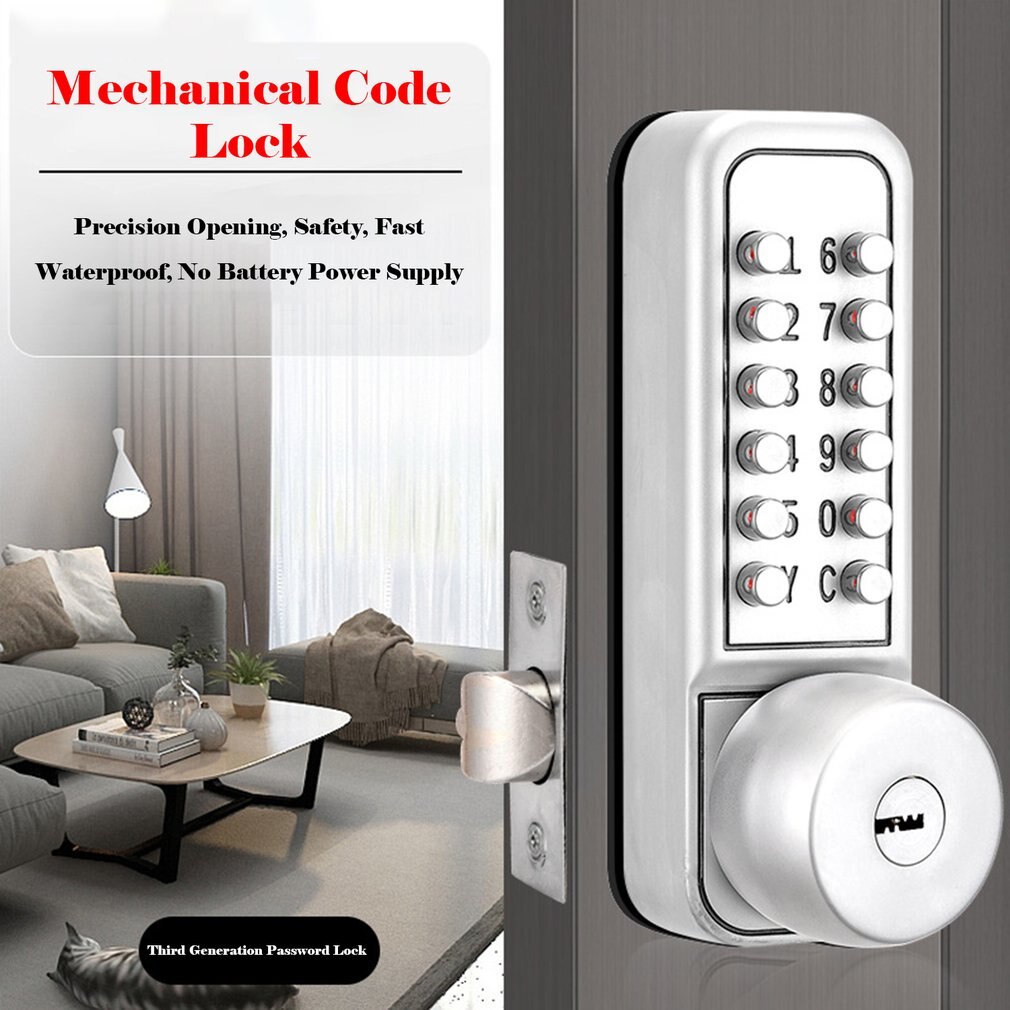 Digital Password Door Lock Mechanical Code Keyless Door Lock Waterproof Three Generation Password+Key Electronic Lock