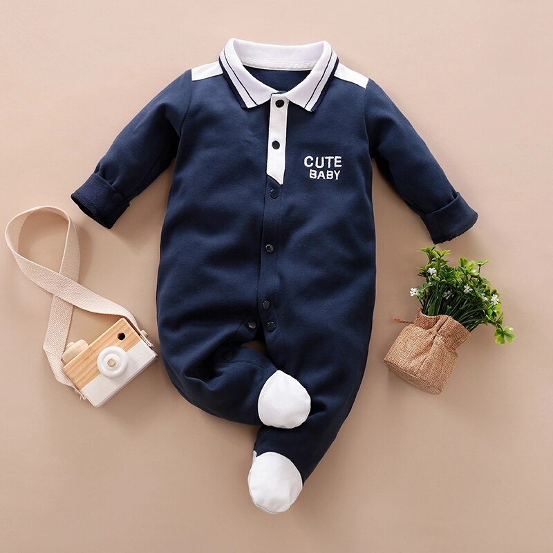 PatPat Summer and Spring Baby Boy Gentleman Style Polo Collar Long-sleeve Jumpsuit Baby Boy Clothes