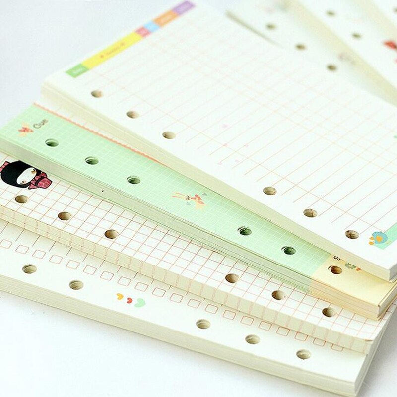 A5/A6 6 Holes Office Buckle Notebook Filler Paper Spiral Inner Pages Chancery Weekly Monthly Planner Memo Schedule Student Notes