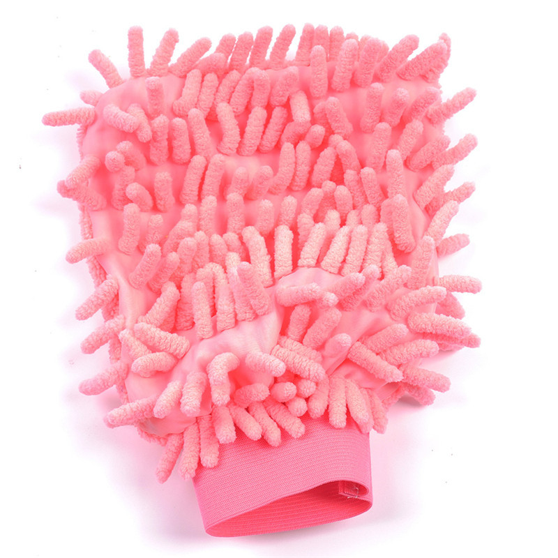 Doppelseitige Mikrofaser Waschen Hand Handschuhe Auto Fenster Staub Reinigung Handschuh Haushalt Reinigung Handtuch Küche Zubehör: Rosa