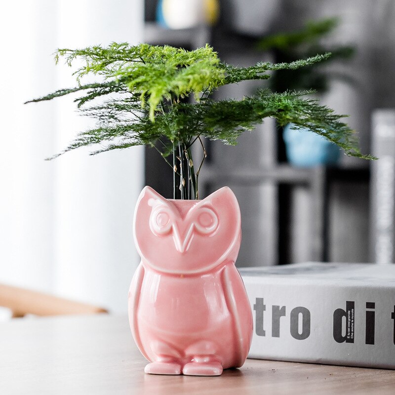 2 stuks/partij cartoon dieren uil keramische bloempot thuis tuinieren mini bloempot cartoon dieren bloempot plantentafel pot vaas