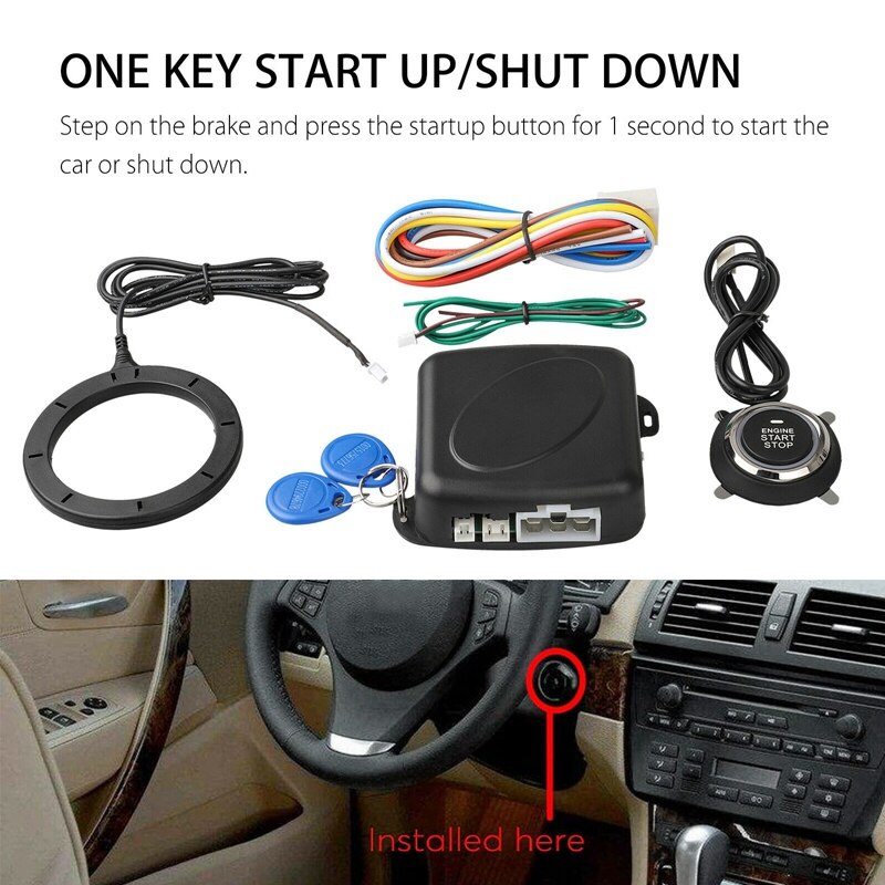 12V Car Engine Push Start Stop Button Ignition RFID Keyless Remote Starter Alarm