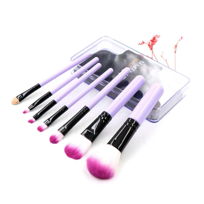 7 Stks/set Make-Up Kwasten Set Oogschaduw Blending Eyeliner Wimper Wenkbrauw Make Up Kwasten Professionele Oogschaduw Borstel Netto Gereedschappen