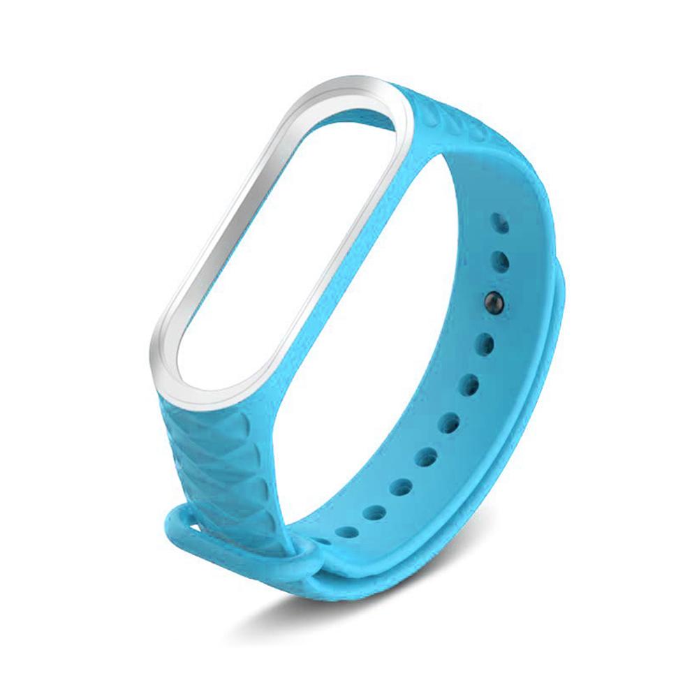 Suitable for Millet Bracelet 3 Silicone Solid Color Monochrome Texture Diamond Replacement Wristband for Xiaomi Mi 3 Wrist Strap: Sky Blue