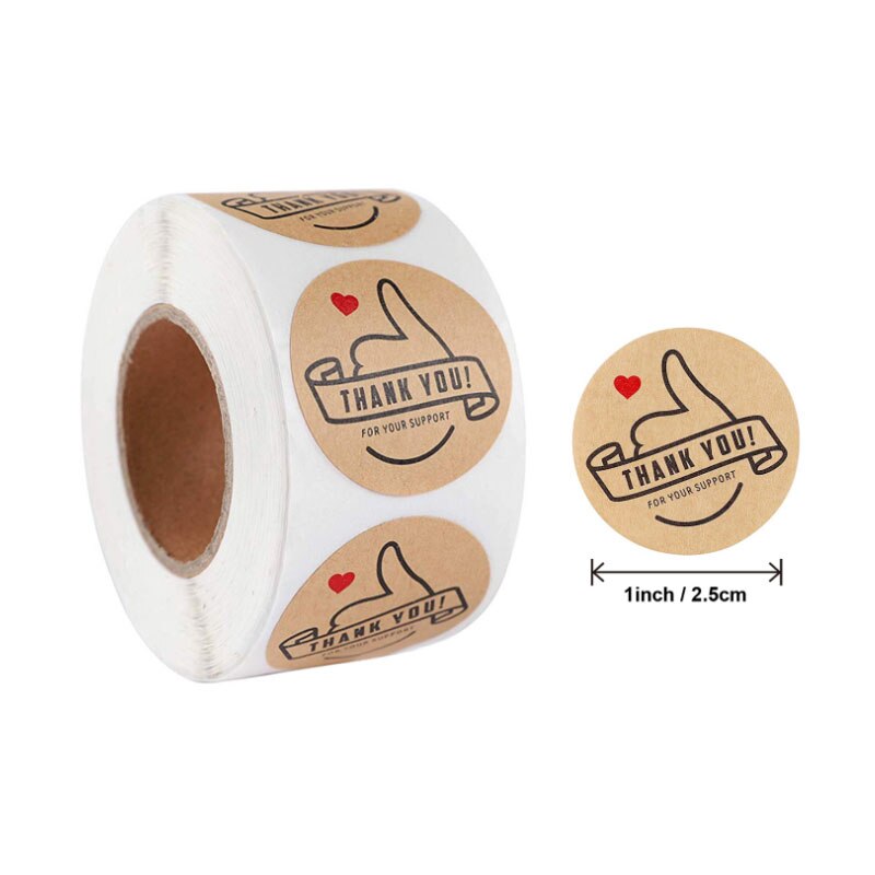 500Pcs 1 inch Roll sealing stickers round cowhide blank sticker label Kraft paper DIY Paper bag packaging 25*25mm: B-09