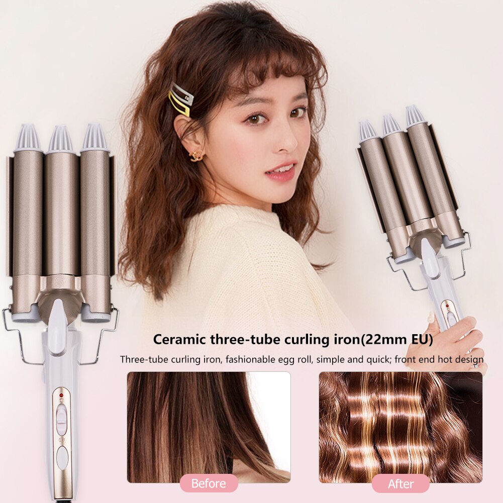 Hair Curling Tools Iron Ceramic Triple Barrel Hair Grandado Hair Curling Tools Iron Ceramic Triple Barrel Hair Grandado
