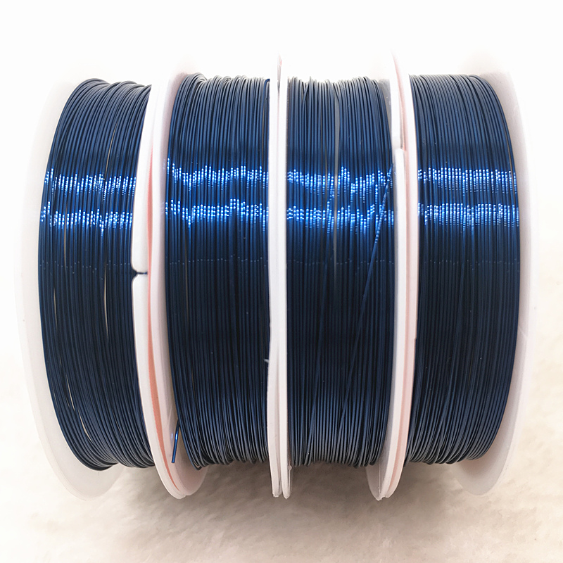 Hurtownie 0.3/0.4mm kolorowe miedziane druty żyłka do nawlekania koralików do tworzenia biżuterii DIY bransoletka: navy blue / 0.3mm(17m)