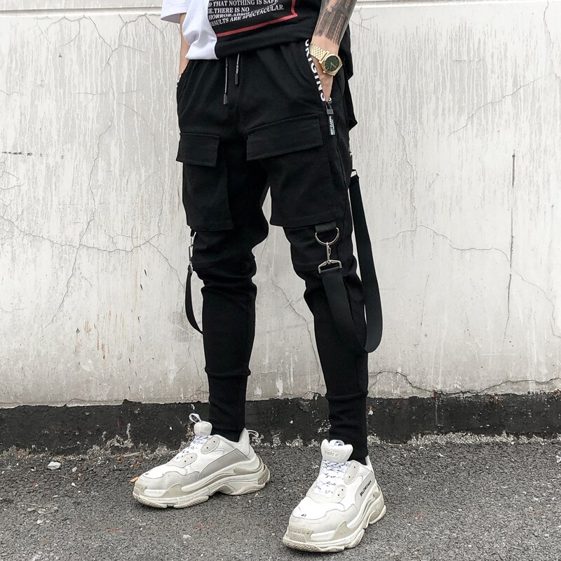 Hip Hop Sweatpants men Black Mens Joggers Harem Pants Multi-pocket Pencil Jogger Pants Men