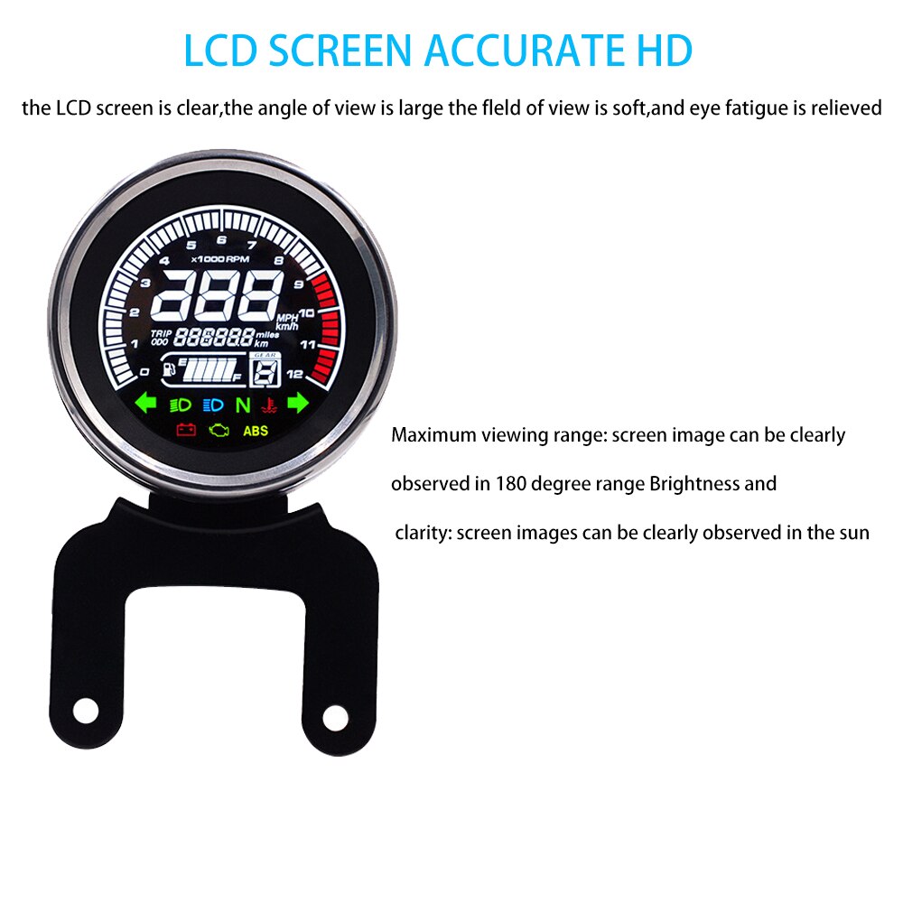 Voor Harley 12V Lcd Motorcycle Led Digitale Kilometerstand Snelheidsmeter Toerenteller Temperatuur Brandstof Meter Motorcycle Niveau Gauge