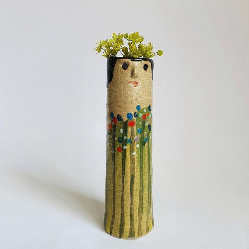 Vasi di gemme di famiglia di primavera con facce Cachepot dipinto a mano colorato per decorazioni di fiori per balcone di casa soggiorno regalo di nuova casa