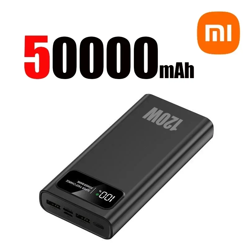 Xiaomi 200000 Banco de energía mAh de 120W, batería de carga súper rápida, pantalla Digital de alta capacidad, Banco de energía para Iphone, Samsung, Huawei: Negro