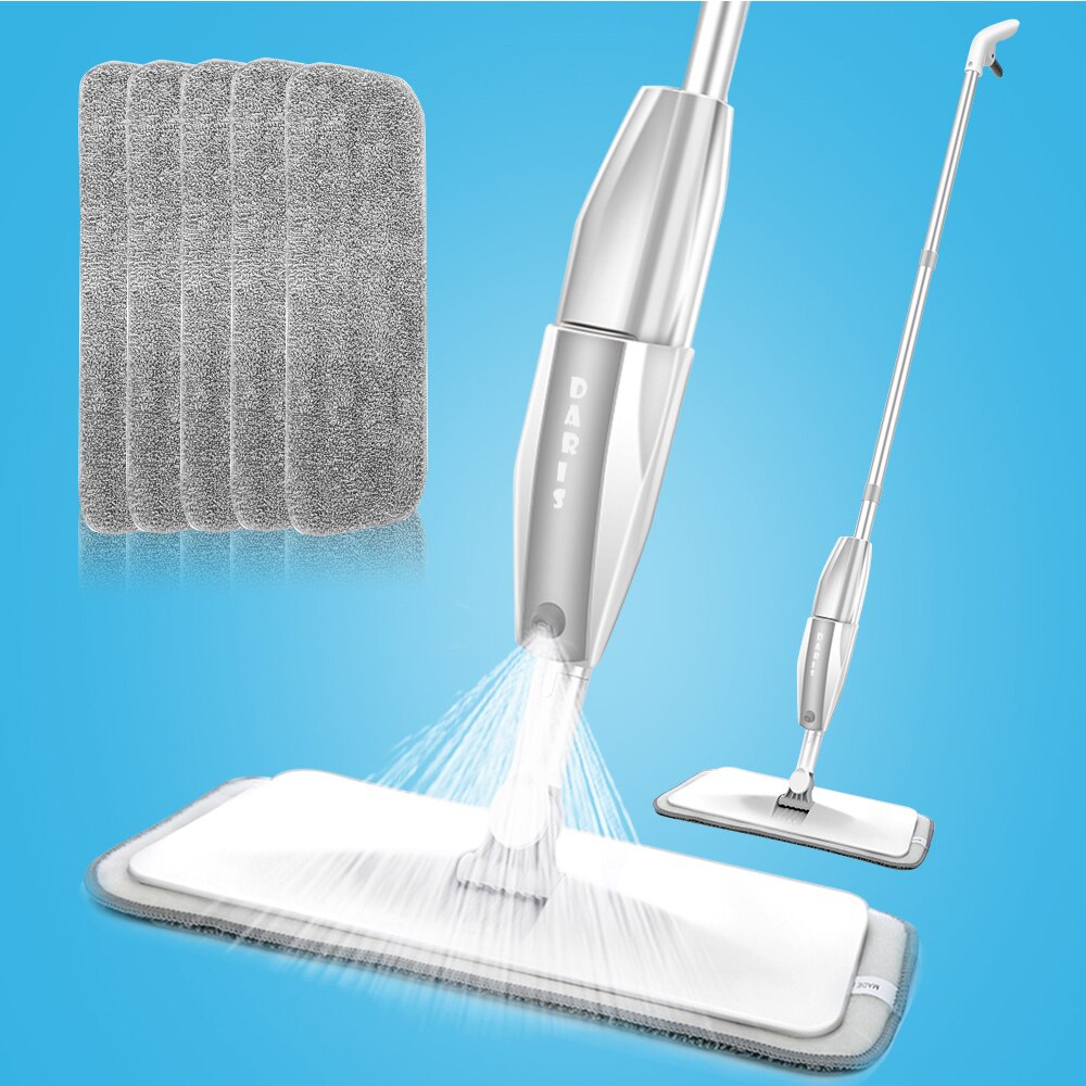 Mopa con pulverizador para limpieza de suelo, mopa con almohadilla de microfibra, recargas, rotación de 360 grados, mopa plana para suelo de baldosas de cerámica, madera laminada y madera dura