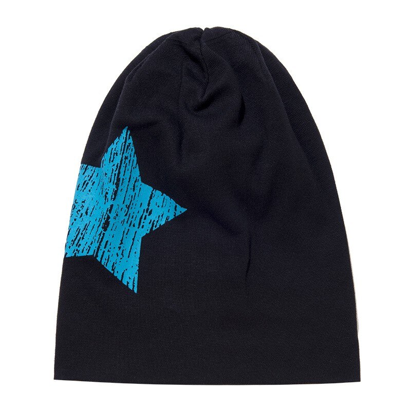 Baby bomull hatt street dance hip hop hatt barn stickad stor stjärna hatt höst vinter mjuk varma pojkar flickor mössa mössa: Balck