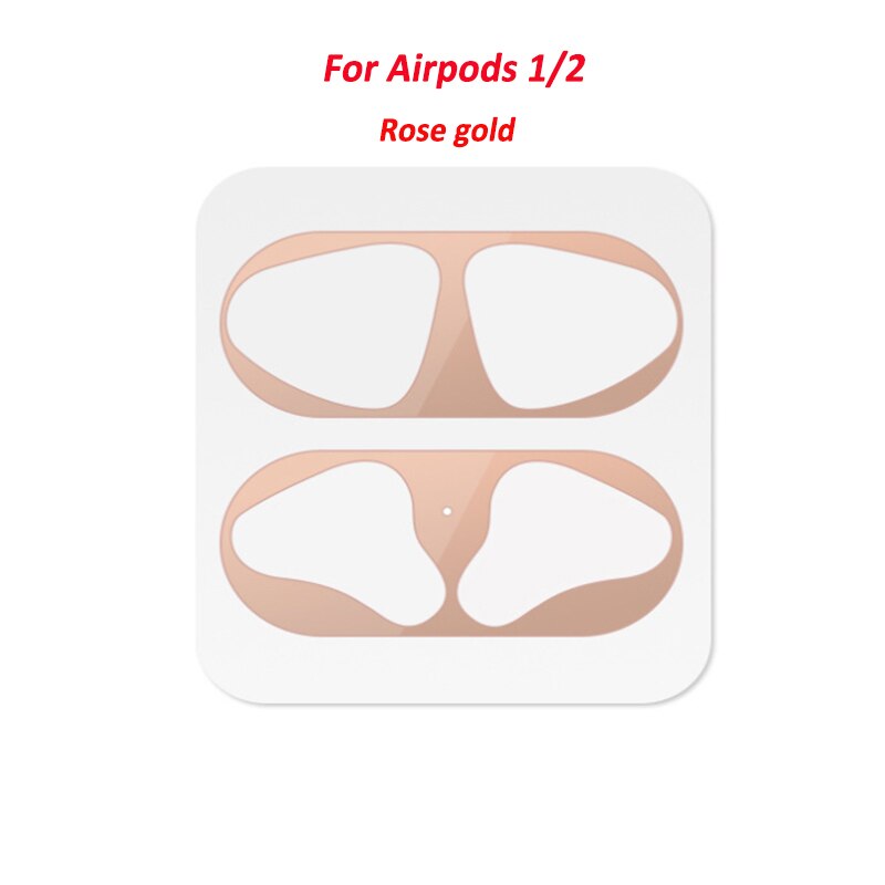 Para los airpods de Apple Pro 1 2 polvo de metal guardia etiqueta escudo film a prueba de polvo para airpod auriculares accesorios tierra de protección: aripod 1 2 rose gold