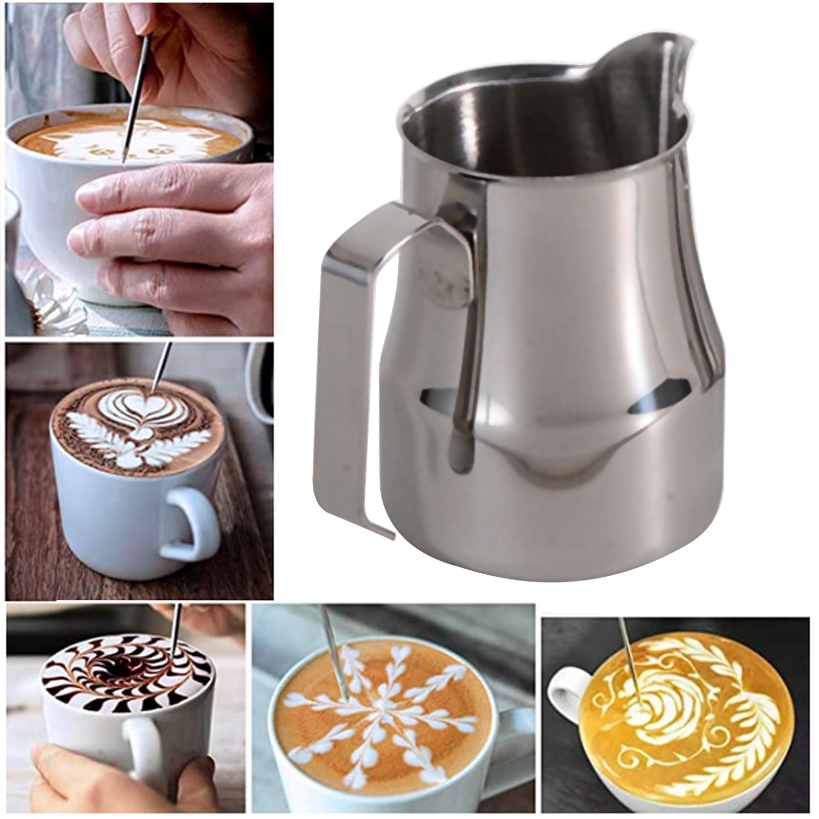 304 Stainless Steel Milk Frothing Pitcher 350ml Milk Coffee Steam Pitchers Suitable for Espresso Latte Art Frothing Milk