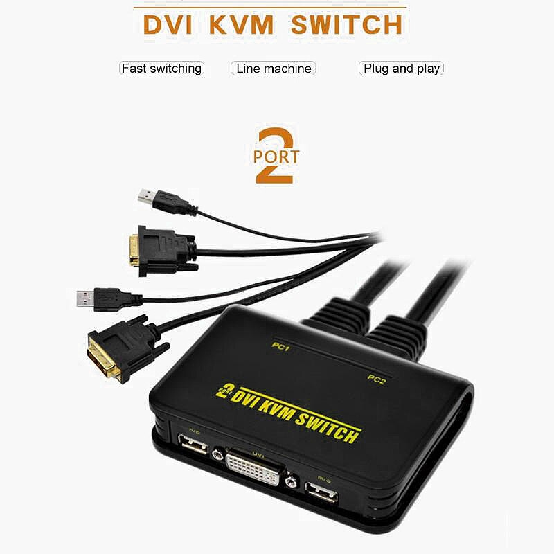 2 Port KVM DVI Switch USB 2.0 DVI KVM Converter Switcher o Video Monitor Computer
