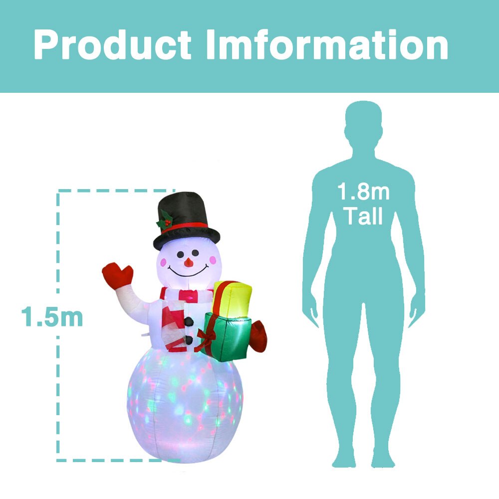 Christmas Decorations with LED Lights 1.5m Inflatable Snowman Blow Up for Home Yard Shopping Malls Xmas Party Decor EU Plug