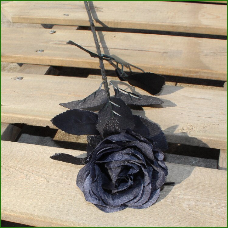 1pc store sorte roser kunstige blomster håndlavede dekorerede roser gør-det-selv hjem halloween julefest indretning 62*7.5cm