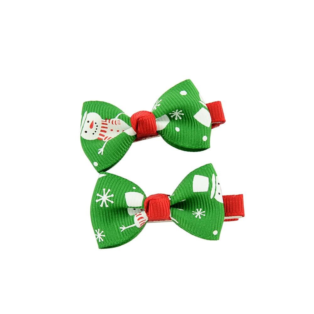 2 teile/satz Weihnachten Kleine Bogen Haarnadeln Für Mädchen freundlicher Süßigkeiten Haar Clips Haar Krawatte Baby Elastische Haar Bands Scrunchy Haar zubehör: 05-Grün