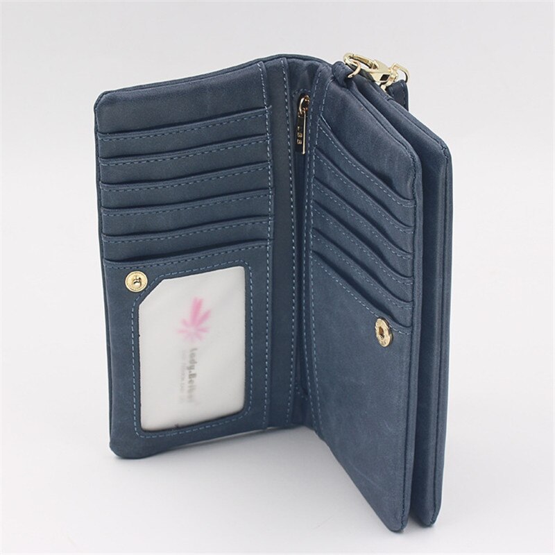 Women Wallets Dull Polish Leather Wallet Double Zipper Day Clutch Purse Wristlet Portefeuille Handbags Carteira Feminina