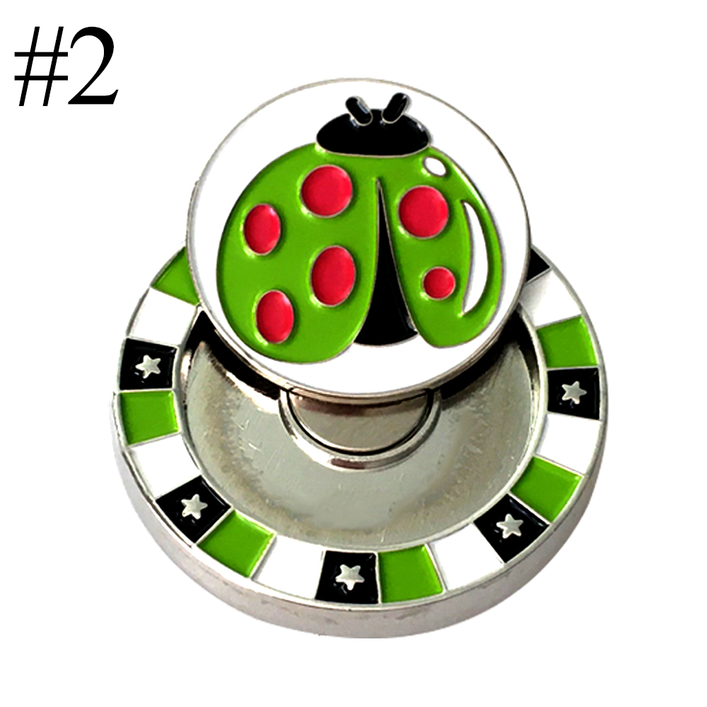 Double Layer Golf Ball Markers Assorted Patterns, Mark Golf Hat Clip Divot Tool Accessories: 2