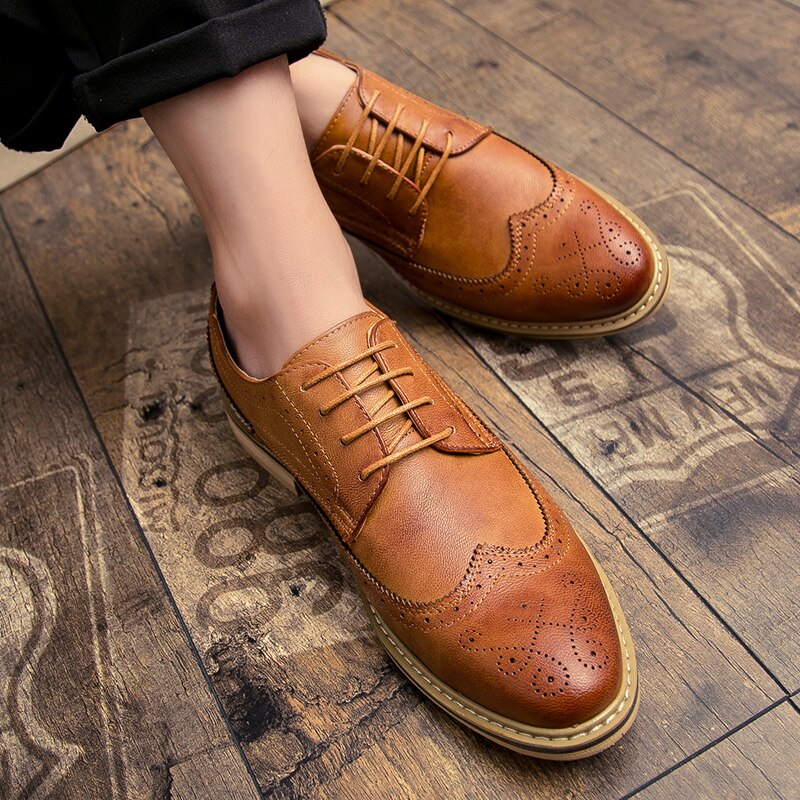 Chaussures pour hommes, chaussures habillées classiques, chaussures d'affaires formelles, chaussures en cuir rétro, chaussures richelieu pour hommes, chaussures à lacets, calzado hombre