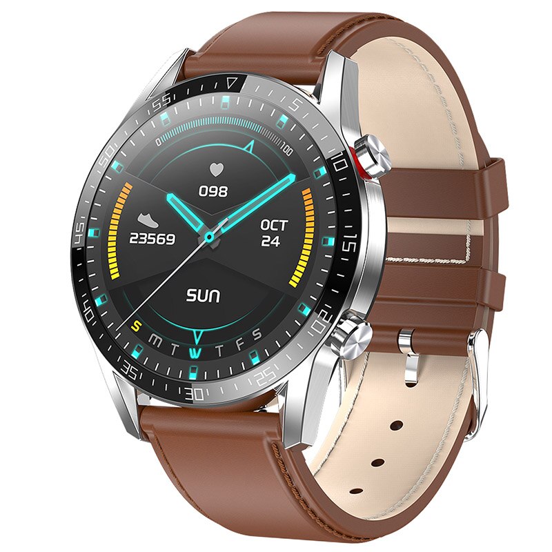 Timewolf Reloj Inteligente Clever Uhr Männer Android Bluetooth Anruf Smartwatch Clever Uhr Für Telefon Iphone IOS Huawei Xiaomi: Braun Leder