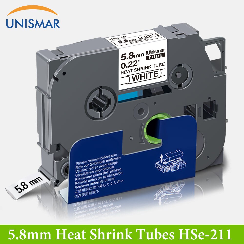 Unismar 5.8 millimetri Compatibile Fratello HSe 611 HSe-611 di Calore Del Tubo Termoretraibile Nero su Giallo per P-tocco etichetta creatore PTE300 PTE500 PTE550W: 1rosa nero on bianca