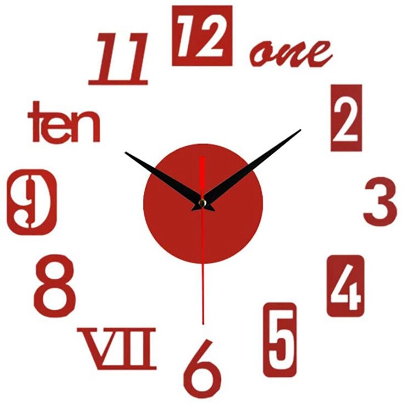 DIY Wall Clock - Modern 3D Mirror Wall Clock Decor,Roman Numerals Clock - Wall Sticker Clock Home Room Decor