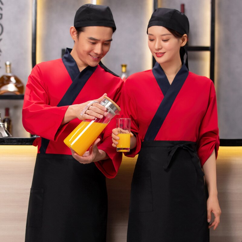 Sushi ravintola kokin univormut japnese retsuarnt kimono ruoka työ vaatteet keittiö pitkähihainen tarjoilija univormu kahvila kokki vaatteet