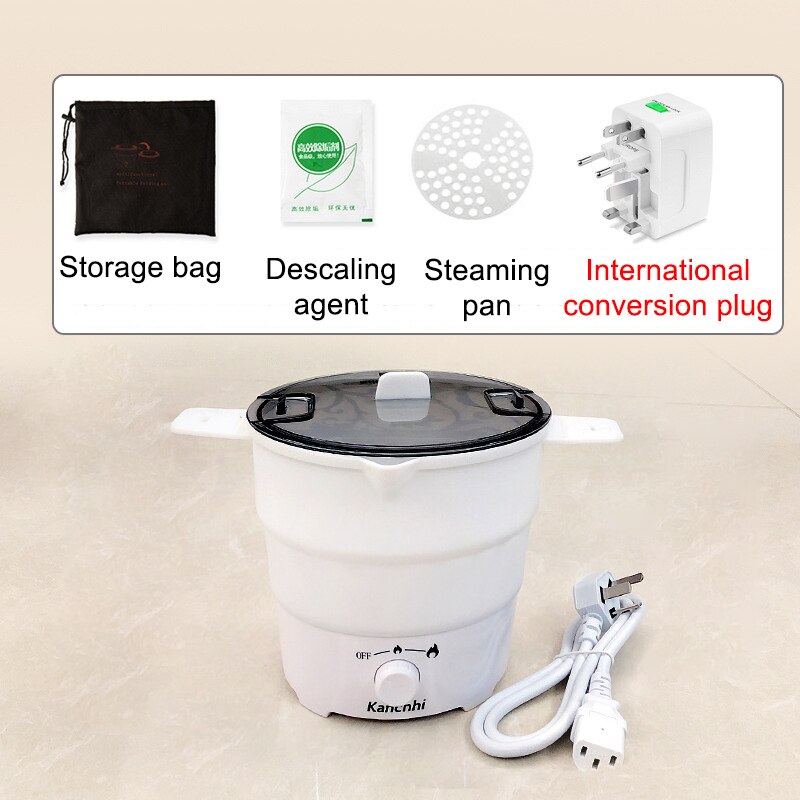 Collapsible Electric wok multi-functional household pot dormitory student pot electric rice cooker mini electric cooking pot: AU